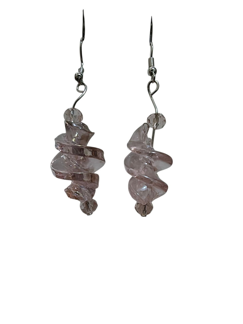 Hand Crafted Spiral Glass Drop Earrings